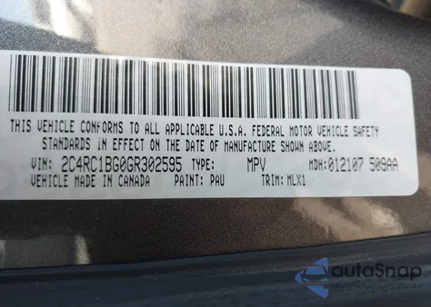 2016 Chrysler Town & Country Touring from USA, damaged, VIN 2C4RC1BG0GR302595